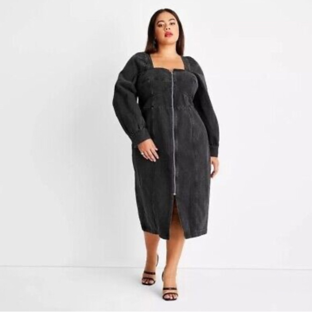 NWT Black Jean Dress Future Collective by Kahlana Barfield Brown